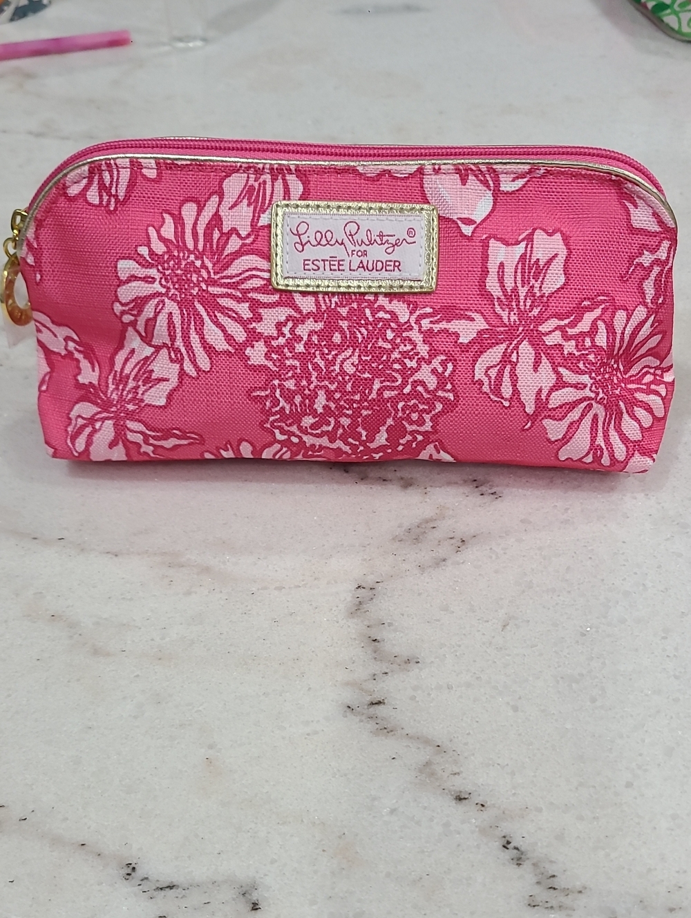 Lilly Pulitzer Pink Floral Cosmetic Bag for Estée Lauder